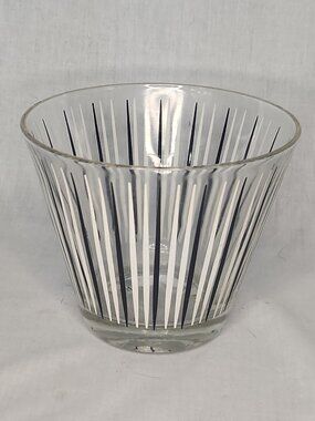 Vintage Hazel-Atlas Black White Stripe Bowl Ice Bucket  Gold White Black